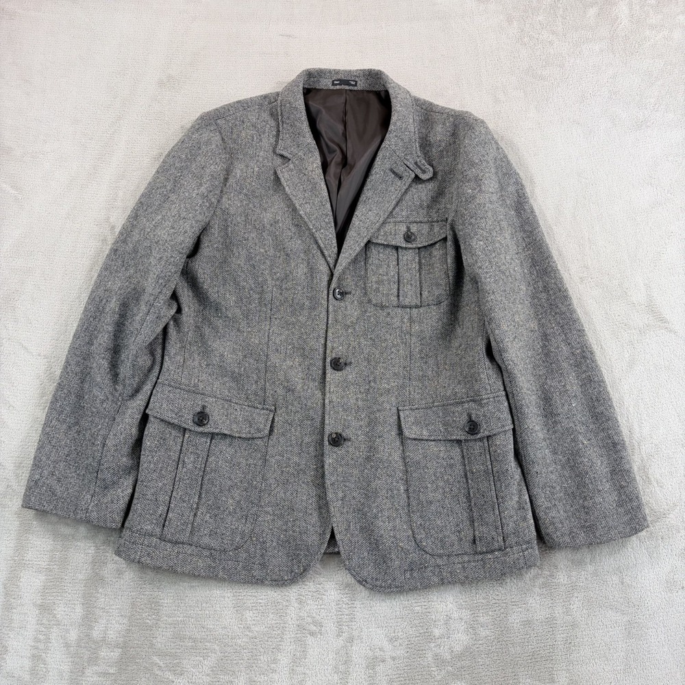 Gap Tweed Donegal Tailored Sport Coat Jacket Dusty Grey Wool Herringbone Men 44R